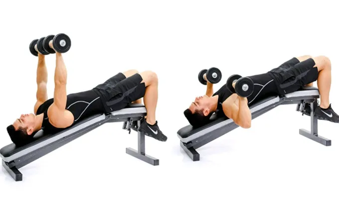 Đẩy tạ đơn với ghế dốc xuống
